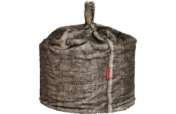 HOME Large Acrylic Fur Beanbag - Black and Grey.